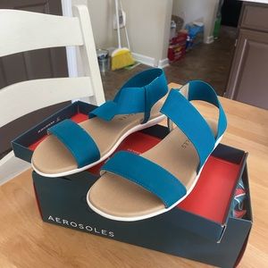 Brand new Aerosoles flat teal sandals size 6.5